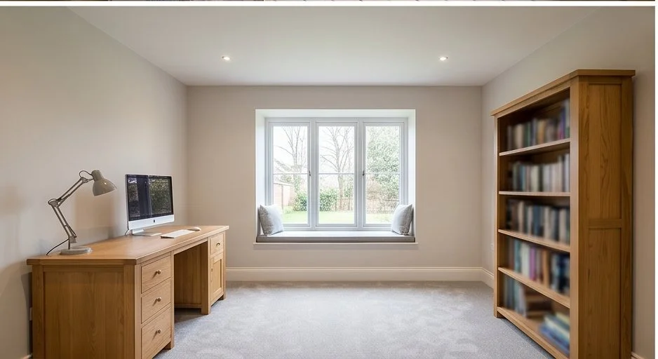 Completed home office garage conversion by Berkshire Bespoke Builders