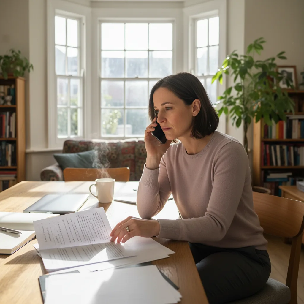 Homeowner making reference calls to check a Berkshire builder's previous project experience
