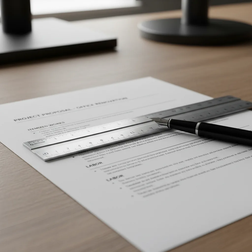 Building quote specification document showing a section on exclusions for a Berkshire extension project
