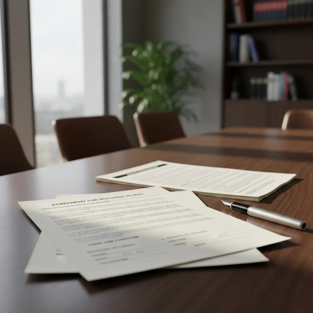 Fixed-price building contract document being reviewed before signing for a Berkshire extension