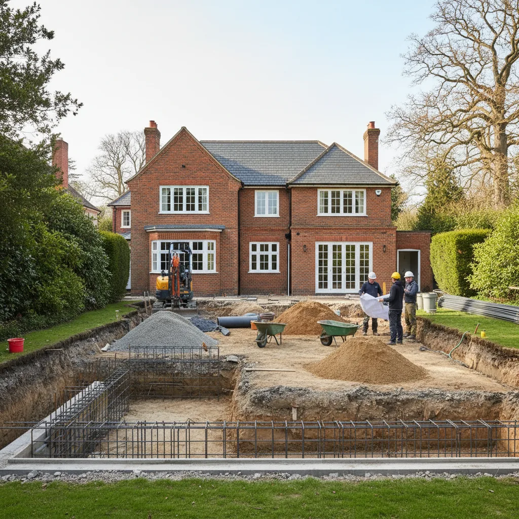 Illustration for what does a groundworks and foundations package build involve in ascot? showing groundworks and foundations advice in Ascot