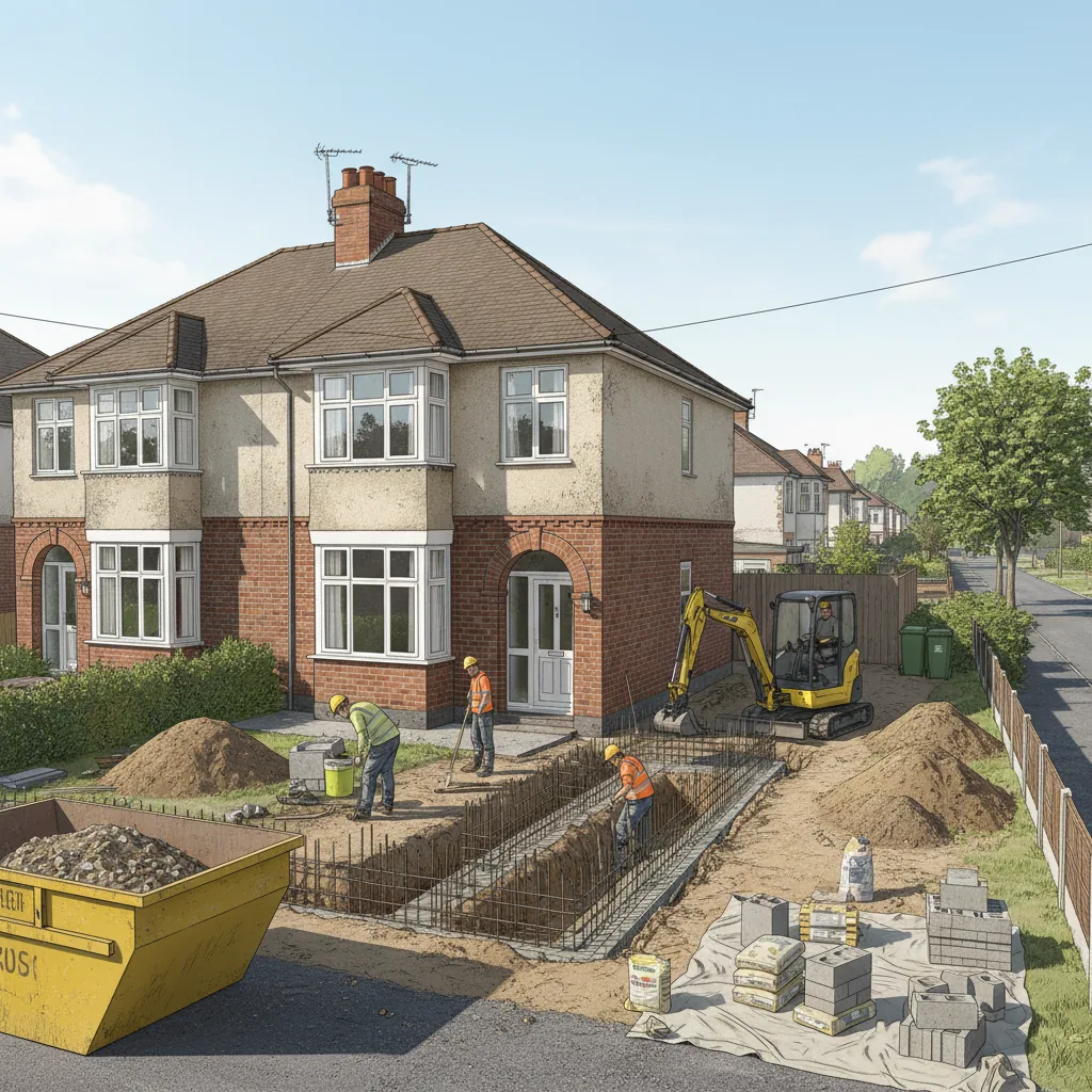 Illustration for what does a groundworks and foundations package build involve in bracknell? showing groundworks and foundations advice in Bracknell