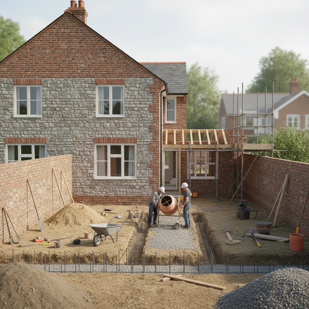 Illustration for what does a groundworks and foundations package build involve in newbury? showing groundworks and foundations advice in Newbury
