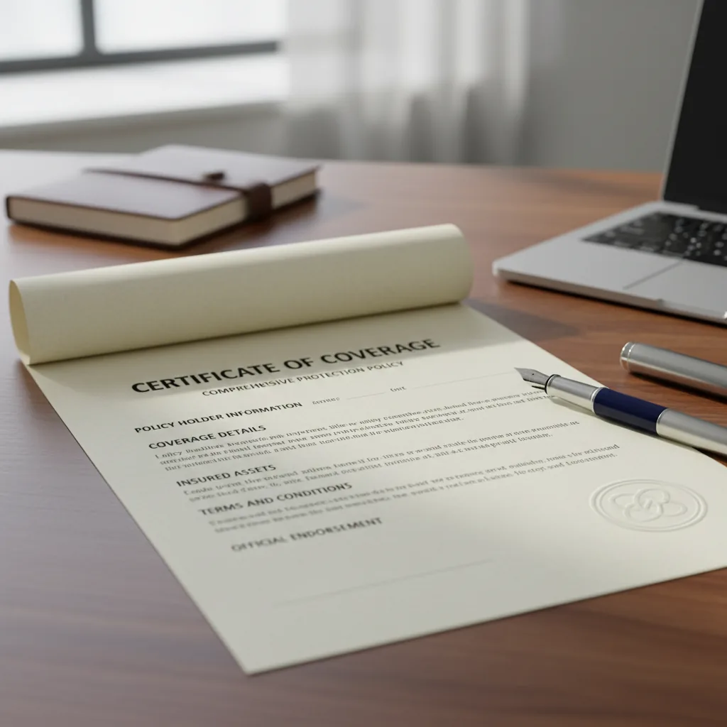 Public liability insurance certificate for a building contractor showing policy number and cover level