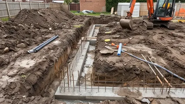 Groundworks trench with concrete strip foundations