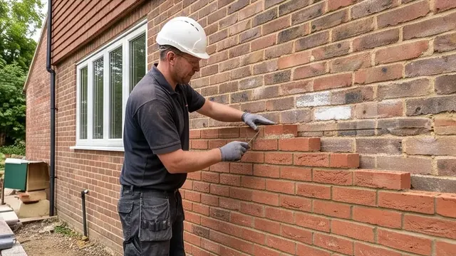 Bricklayer matching new brickwork seamlessly to an existing Berkshire home