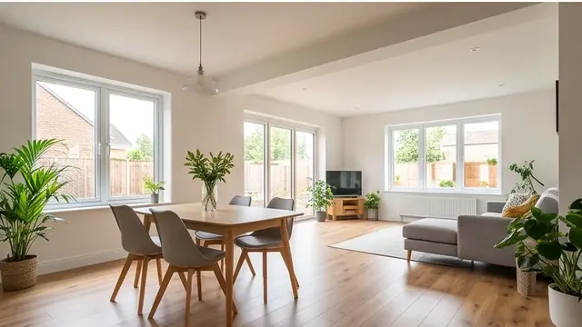 Finished open-plan living and dining space with natural light