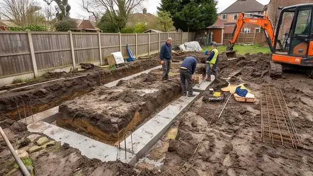 Groundworks trench with concrete strip foundations