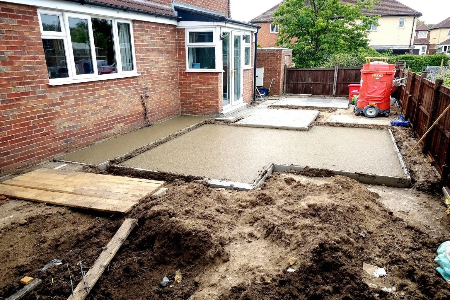 Groundworks and concrete strip foundations — kitchen extension Binfield