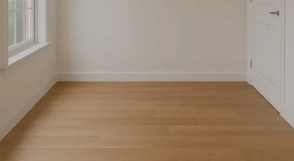 Finished bedroom with oak flooring inside a Malthouse Lodge apartment
