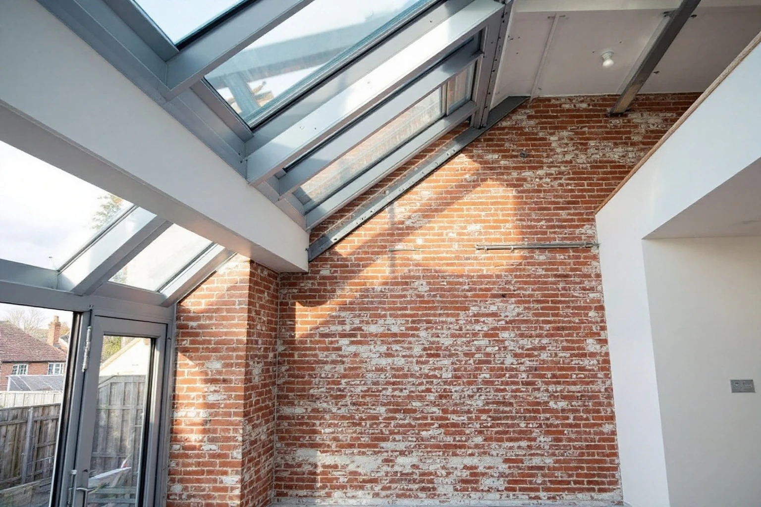 Glazed aluminium roof installation — side return extension Maidenhead