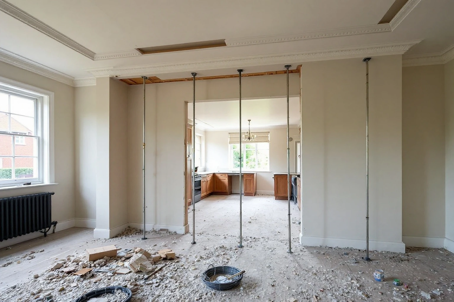 Strip-out and structural wall removal — whole house renovation Sunningdale