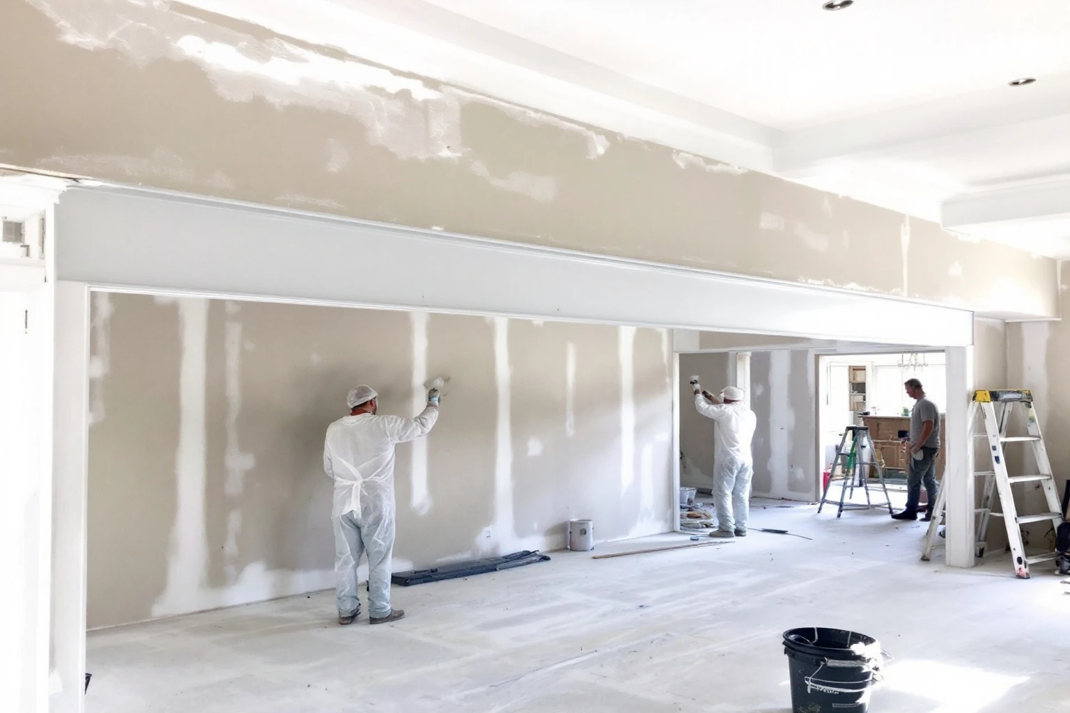 RSJ steel installation and replastering underway — Sunningdale renovation