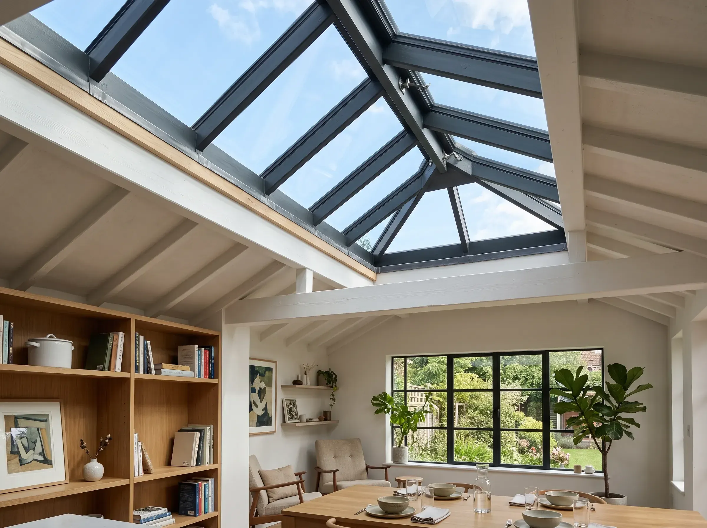 Architectural roof lantern glazing detail in a home extension
